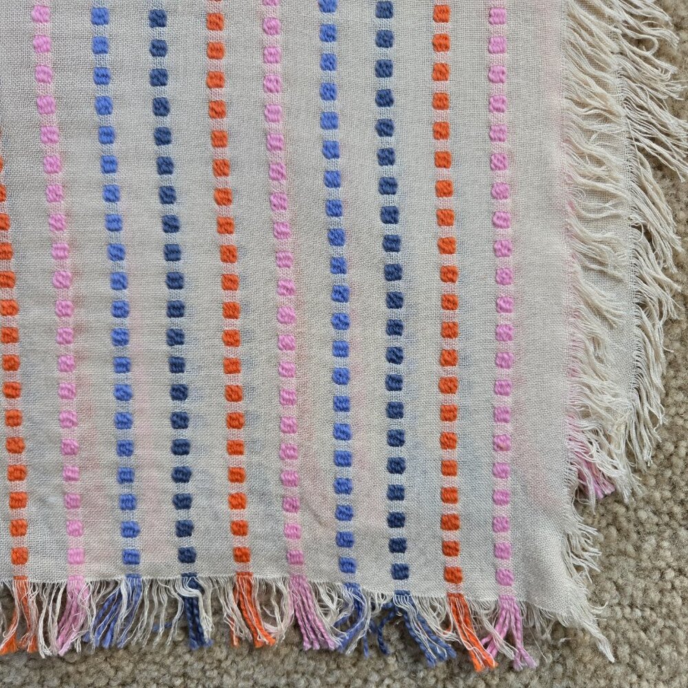 Madewell Stitched Rainbow Stripe Scarf/Shawl in Faded Wicker - Picture 4 of 7